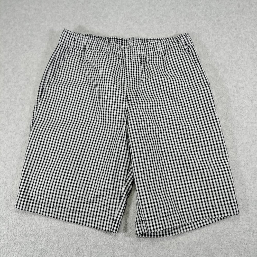 Uniqlo Shorts Men 30 (76-84) Black White Check Plaid Lightweight Pull-on Pockets